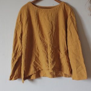 Yellow linen tunic top